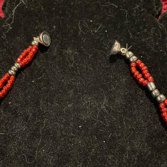 Handmade Beaded Ladybug Choker - Red & Black w Silver Ladybug Embellishments 🐞 - Picture 4 of 4